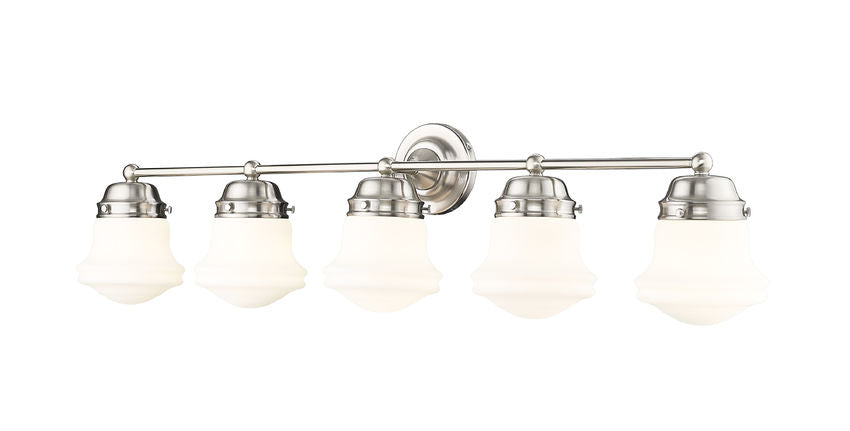 Vaughn 5-Light Schoolhouse Opal Glass + Brass Traditional Wall Sconce Light Fixture