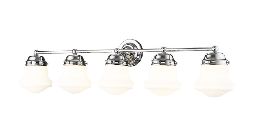 Vaughn 5-Light Schoolhouse Opal Glass + Brass Traditional Wall Sconce Light Fixture