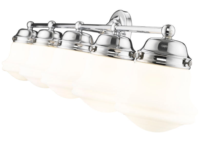 Vaughn 5-Light Schoolhouse Opal Glass + Brass Traditional Wall Sconce Light Fixture