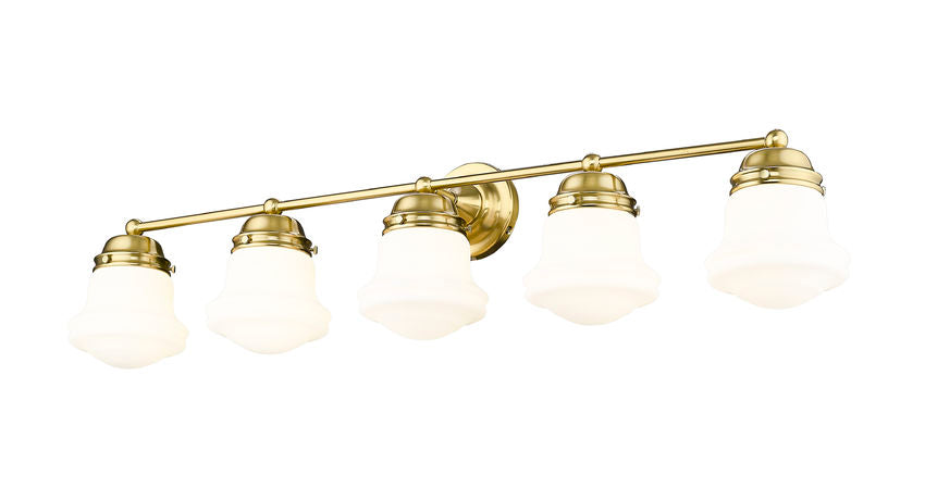 Vaughn 5-Light Schoolhouse Opal Glass + Brass Traditional Wall Sconce Light Fixture