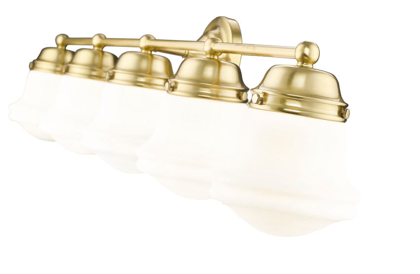 Vaughn 5-Light Schoolhouse Opal Glass + Brass Traditional Wall Sconce Light Fixture