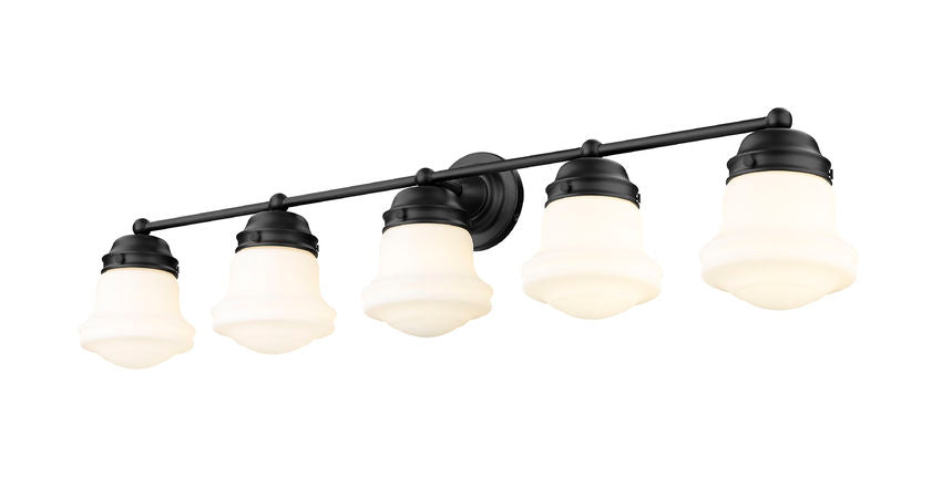 Vaughn 5-Light Schoolhouse Opal Glass + Brass Traditional Wall Sconce Light Fixture