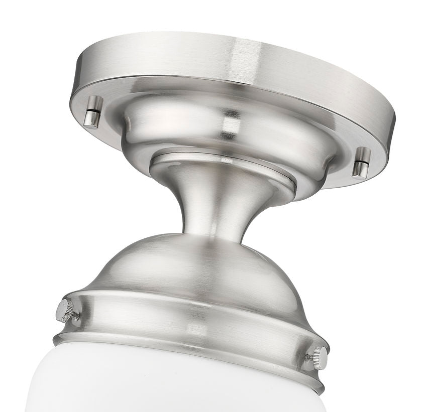 Vaughn 1-Light Schoolhouse Opal Glass + Brass Traditional Semi Flush Mount Ceiling Fixture