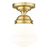 Vaughn 1-Light Schoolhouse Opal Glass + Brass Traditional Semi Flush Mount Ceiling Fixture