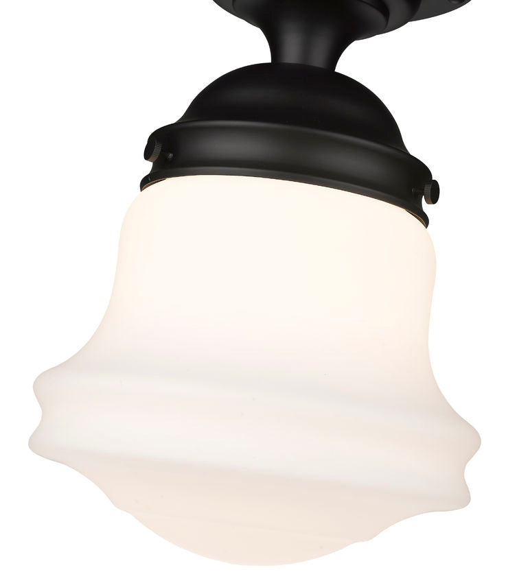 Vaughn 1-Light Schoolhouse Opal Glass + Brass Traditional Semi Flush Mount Ceiling Fixture