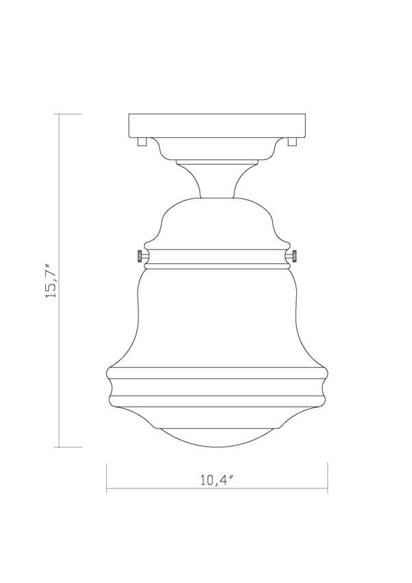 Vaughn 1-Light Schoolhouse Opal Glass + Brass Traditional Semi Flush Mount Ceiling Fixture