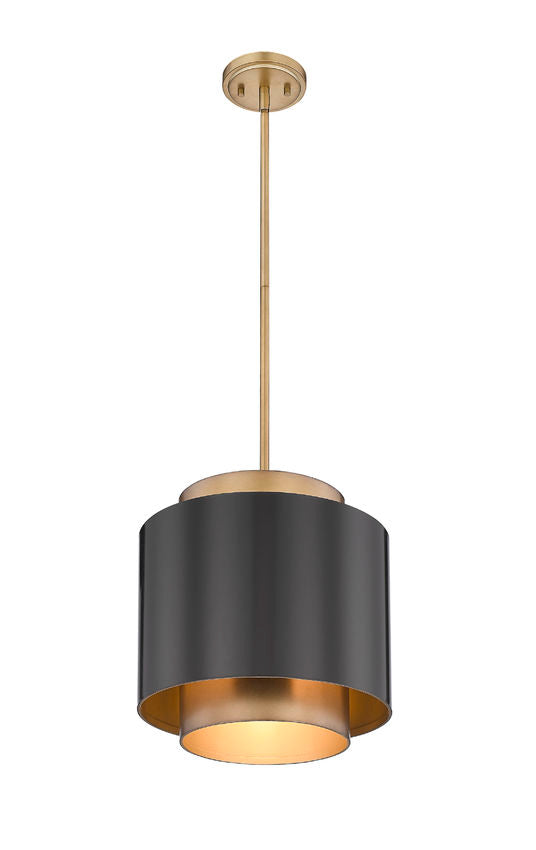 Harlech Modern Curved Brass + Bronze Metal Drum Pendant Light