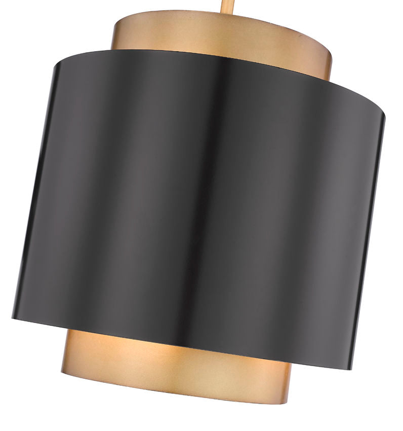 Harlech Modern Curved Brass + Bronze Metal Drum Pendant Light