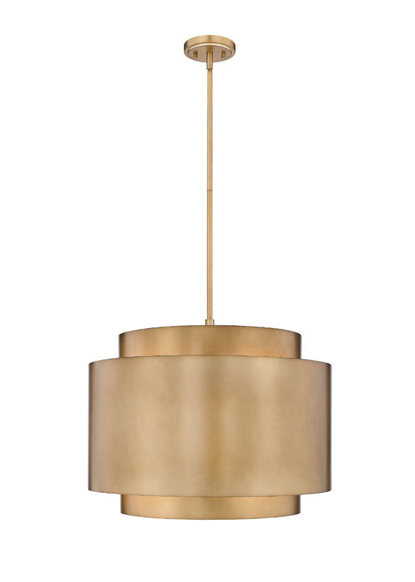 Harlech Large 4-Light 32" Modern Curved Aged Brass Metal Drum Pendant Light