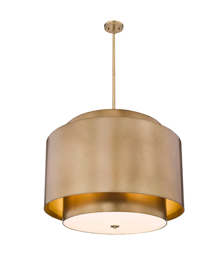 Harlech Large 4-Light 32" Modern Curved Aged Brass Metal Drum Pendant Light