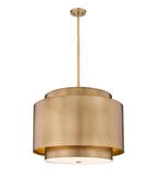 Harlech Large 4-Light 32" Modern Curved Aged Brass Metal Drum Pendant Light