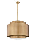 Harlech Large 4-Light 32" Modern Curved Aged Brass Metal Drum Pendant Light