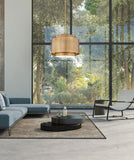 Harlech Large 4-Light 32" Modern Curved Aged Brass Metal Drum Pendant Light