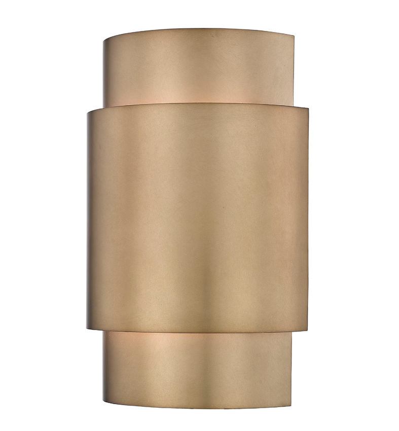 Harlech Modern Curved  Interior Wall Sconce in Rubbed Brass