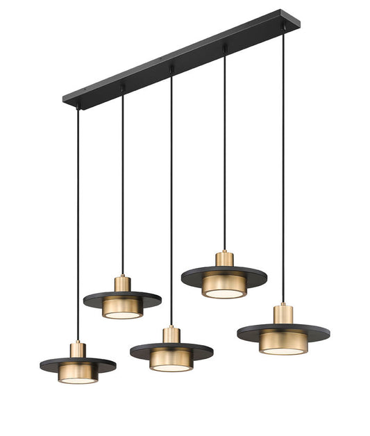 Ludo 6-Light Modern LED Linear Pendant Light in Black, White, Brushed Nickel or Brass