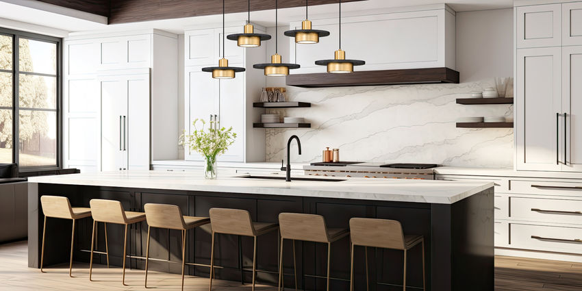 Ludo 6-Light Modern LED Linear Pendant Light in Black, White, Brushed Nickel or Brass