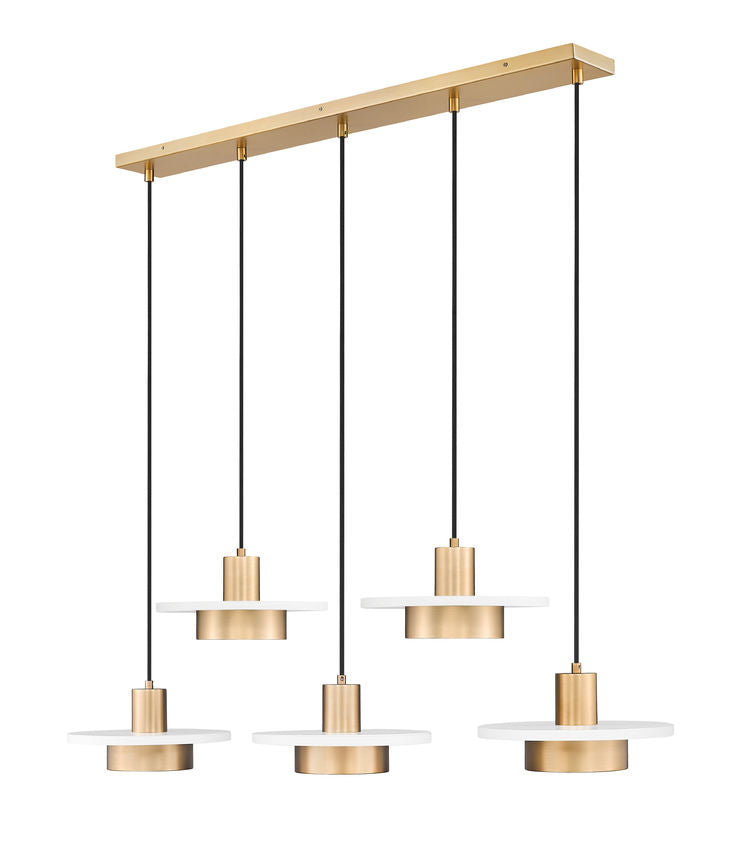 Ludo 6-Light Modern LED Linear Pendant Light in Black, White, Brushed Nickel or Brass