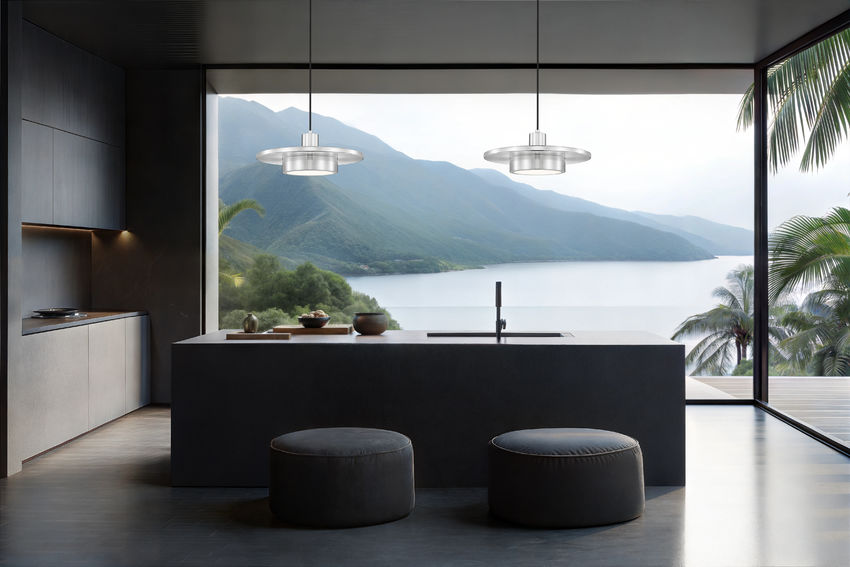 Ludo 16" Modern LED Pendant Light in Black, White, Brushed Nickel or Brass