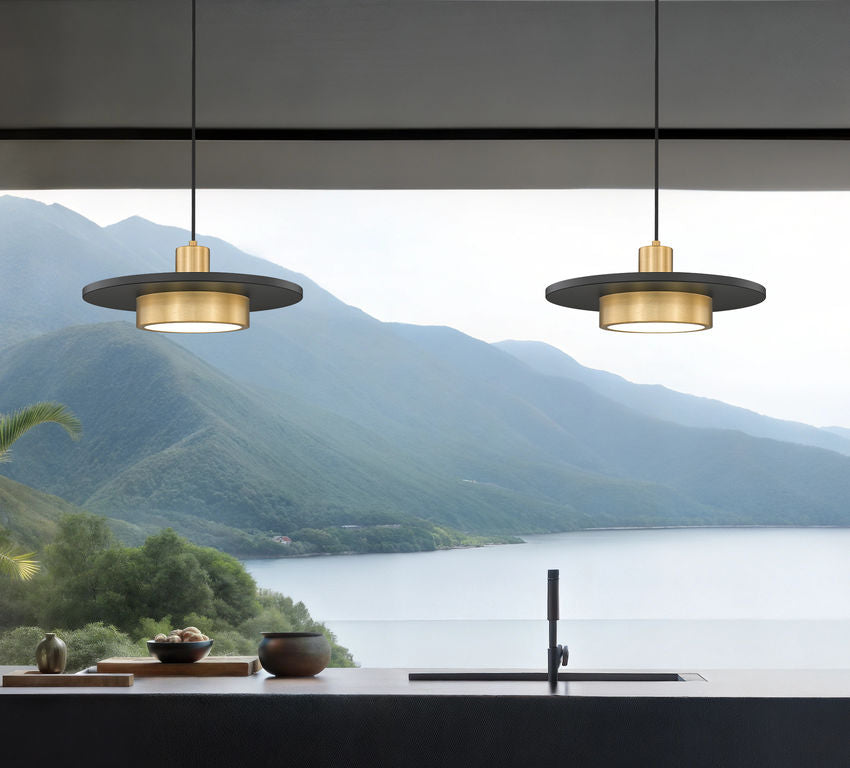 Ludo 16" Modern LED Pendant Light in Black, White, Brushed Nickel or Brass