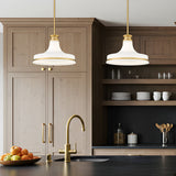 Reznor 12" Vintage-Style Fluted Glass Pendant in Matte Black, Brushed Nickel, and Modern Gold - Midcentury Lighting by Practical Props