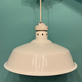 Vintage Hubbell Lighting White Enamel China Hat Industrial Handing Pendants for Track Lights
