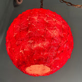 Vintage Red Acrylic Spaghetti Globe Swag Pendant