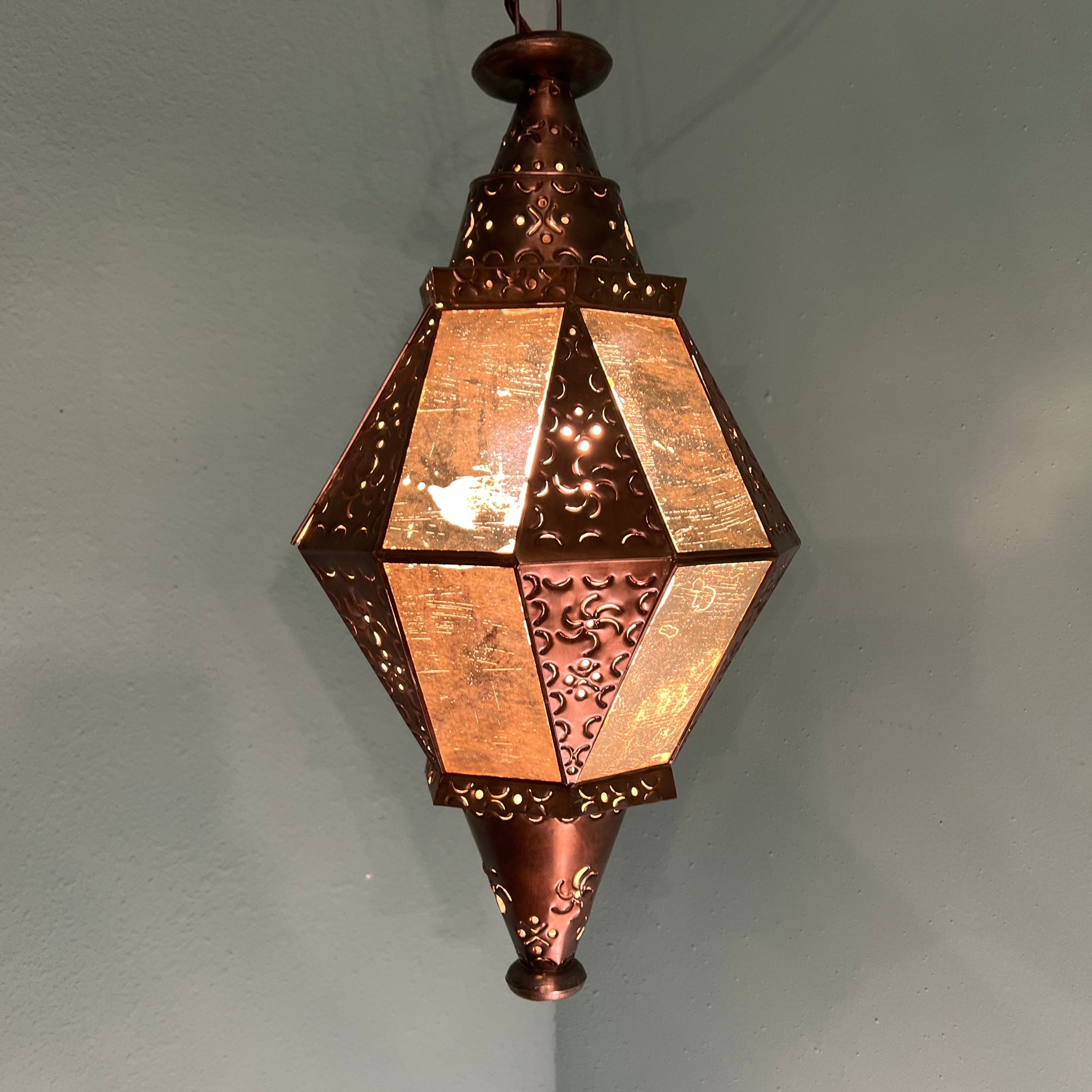 Light Years アフリカンオブジェ Vintage Handmade Moroccan-style Pierced Metal Hanging Star Lantern