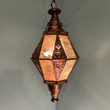 Vintage Handmade Moroccan-style Pierced Metal Hanging Star Lantern Pendant Light