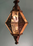 Vintage Handmade Moroccan-style Pierced Metal Hanging Star Lantern Pendant Light