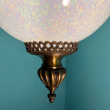 Vintage Handblown Opalescent Iridescent Pendant Light with Brass Plug-In Swag Hardware