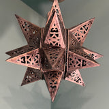 Vintage Handmade Moroccan-style Pierced Metal Hanging Star Lantern Silver Pendant Light