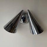 Vintage 1950s Double Swivel Polished Chrome Cone Wall Sconce with Pinholes by Practical Props