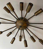 Vintage 1950s 1960s MCM Raw Aged Brass Sputnik Wall Sconce Light Fixture