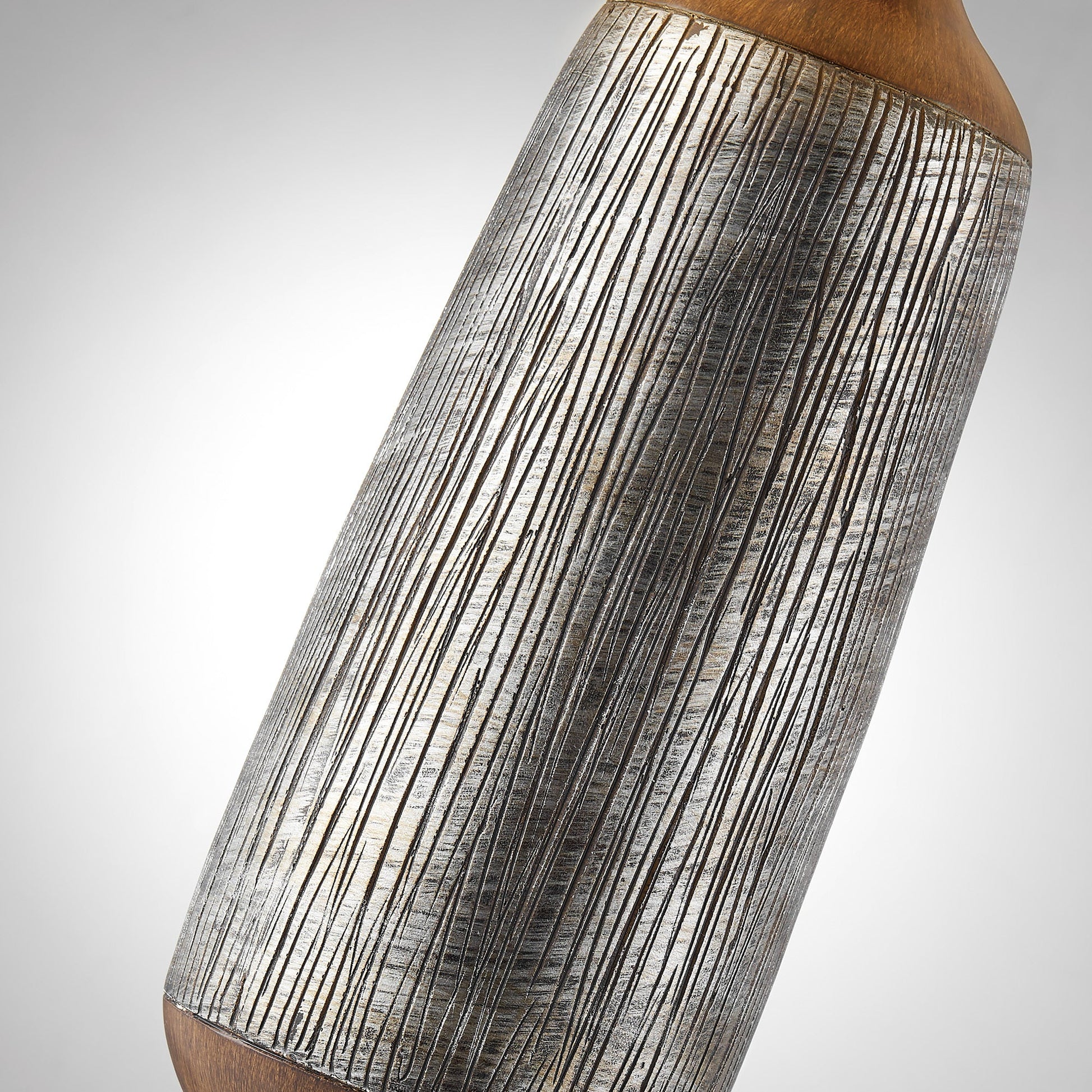 Panos Modern Wood Textured Table Lamp with Linen Drum Shade by Lite Source