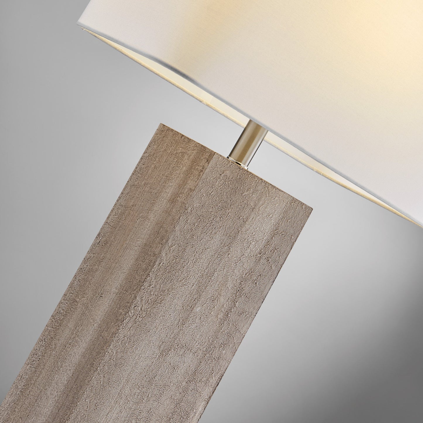 Mulder Square Chunky Modern Wood MCM Table Lamp with Linen Shade by Lite Source