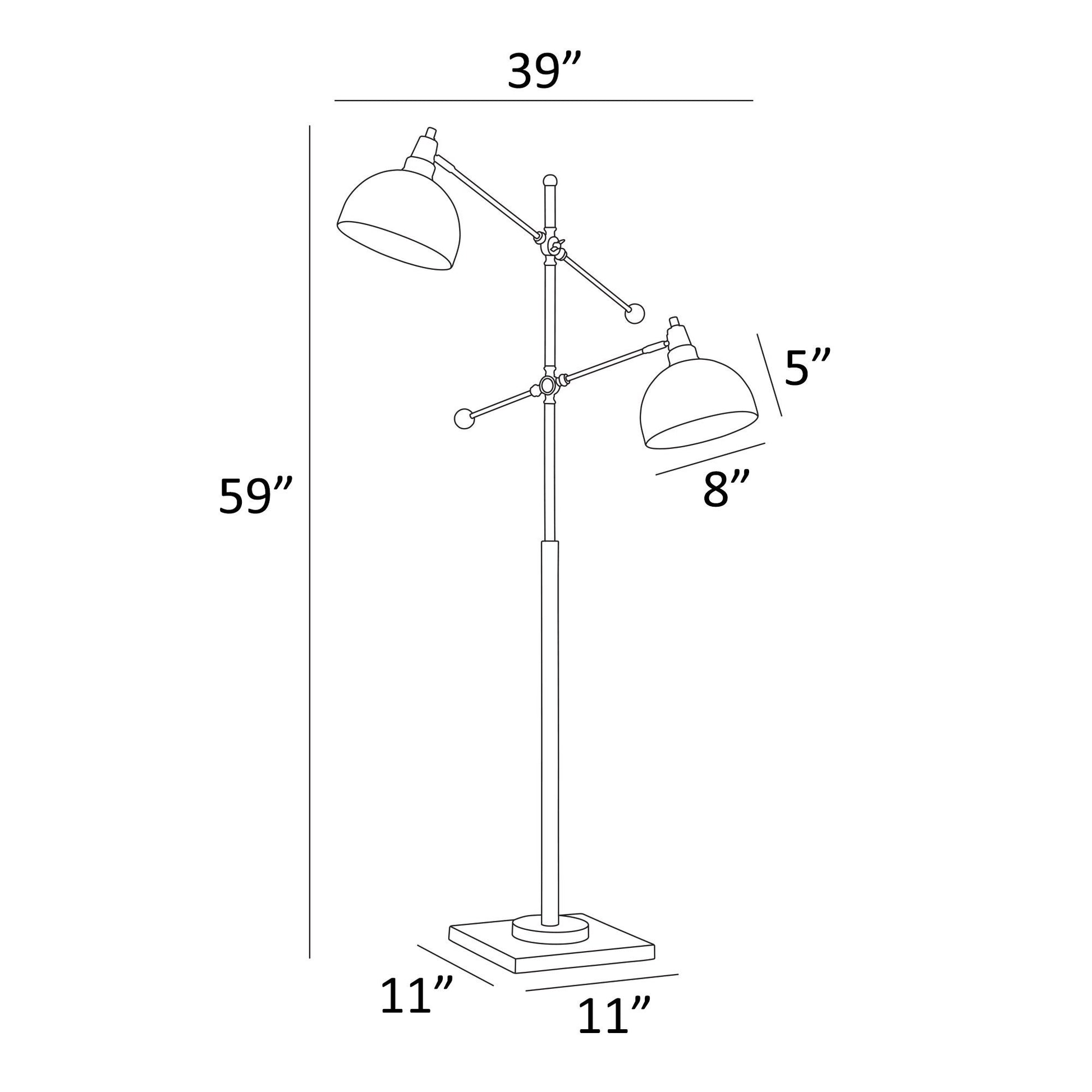 Cupola Adjustable 2-Light Task Light Floor Lamp in Bronze, Brass or Satin Nickel by Lite Source