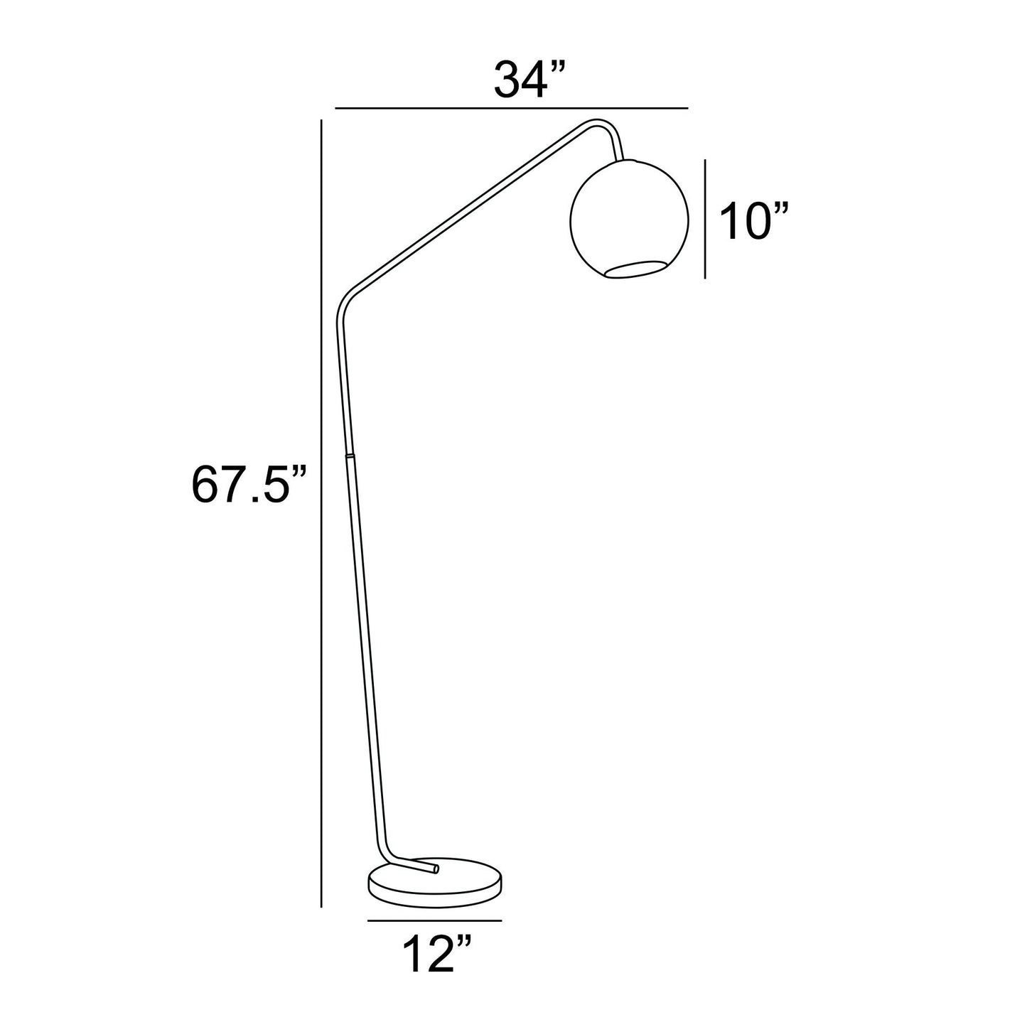 Molina Black Metal & Gold Metallic Mercury Glass Modern Floor Lamp