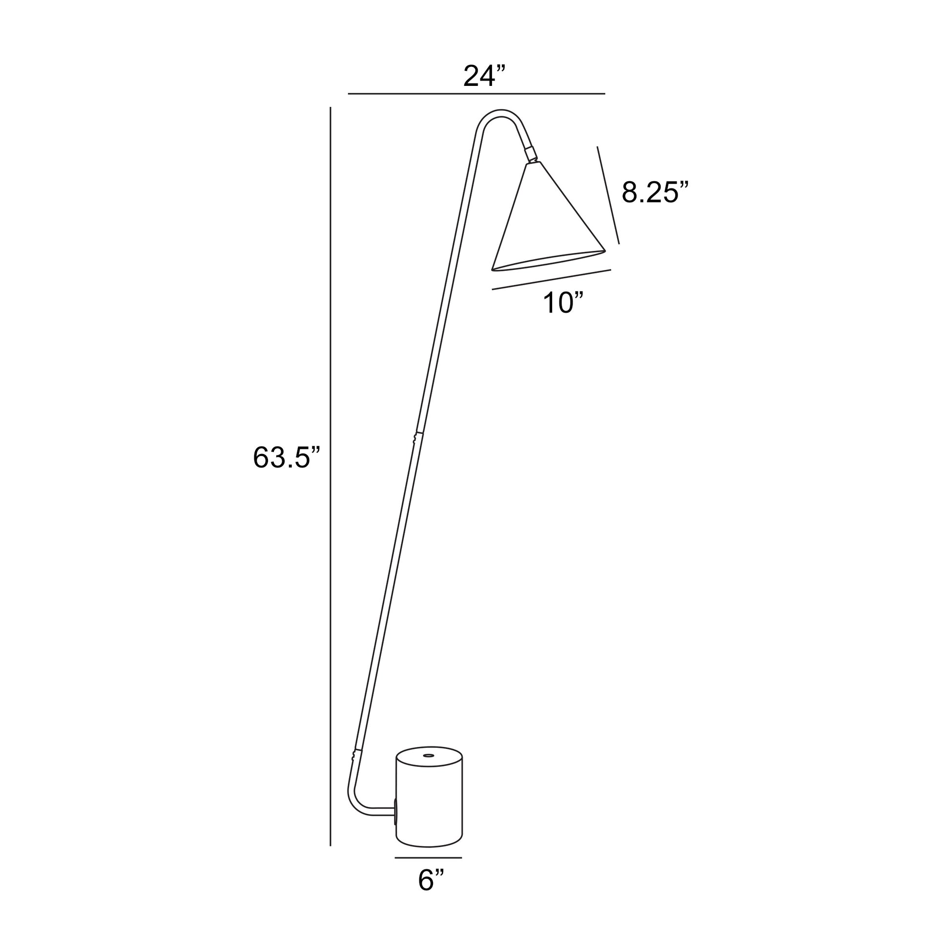Quade 1-Light Black Modern Cone Floor Lamp