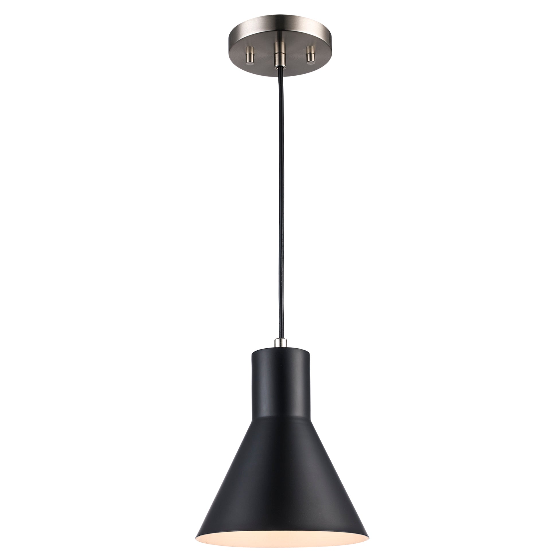Belinda Modern Metal Cone Downlight Pendant Lamp - Matte Black and Polished Nickel 
