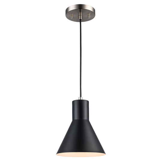 Belinda Modern Metal Cone Downlight Pendant Lamp - Matte Black and Polished Nickel 