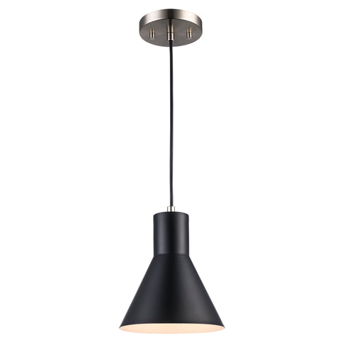 Belinda Modern Metal Cone Downlight Pendant Lamp - Matte Black and Polished Nickel 