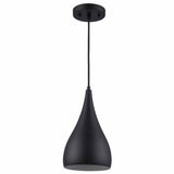 Teardrop Small Modern Metal Dome Downlight Pendant Lamp in Black