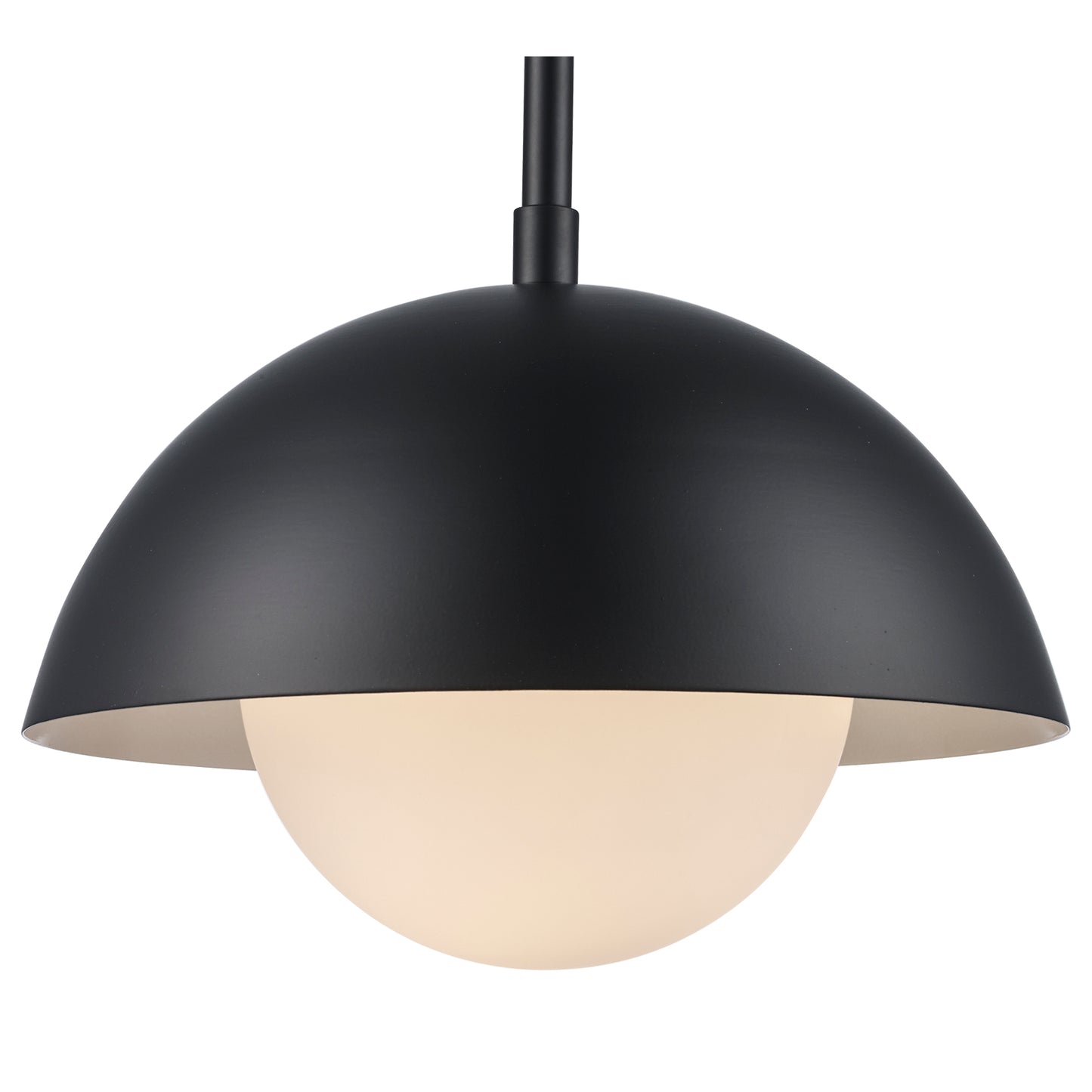Maureen 10" Dome Globe Pendant Lamp in Black + White - Midcentury Modern Lighting by Practical Props