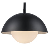 Maureen 10" Dome Globe Pendant Lamp in Black + White - Midcentury Modern Lighting by Practical Props