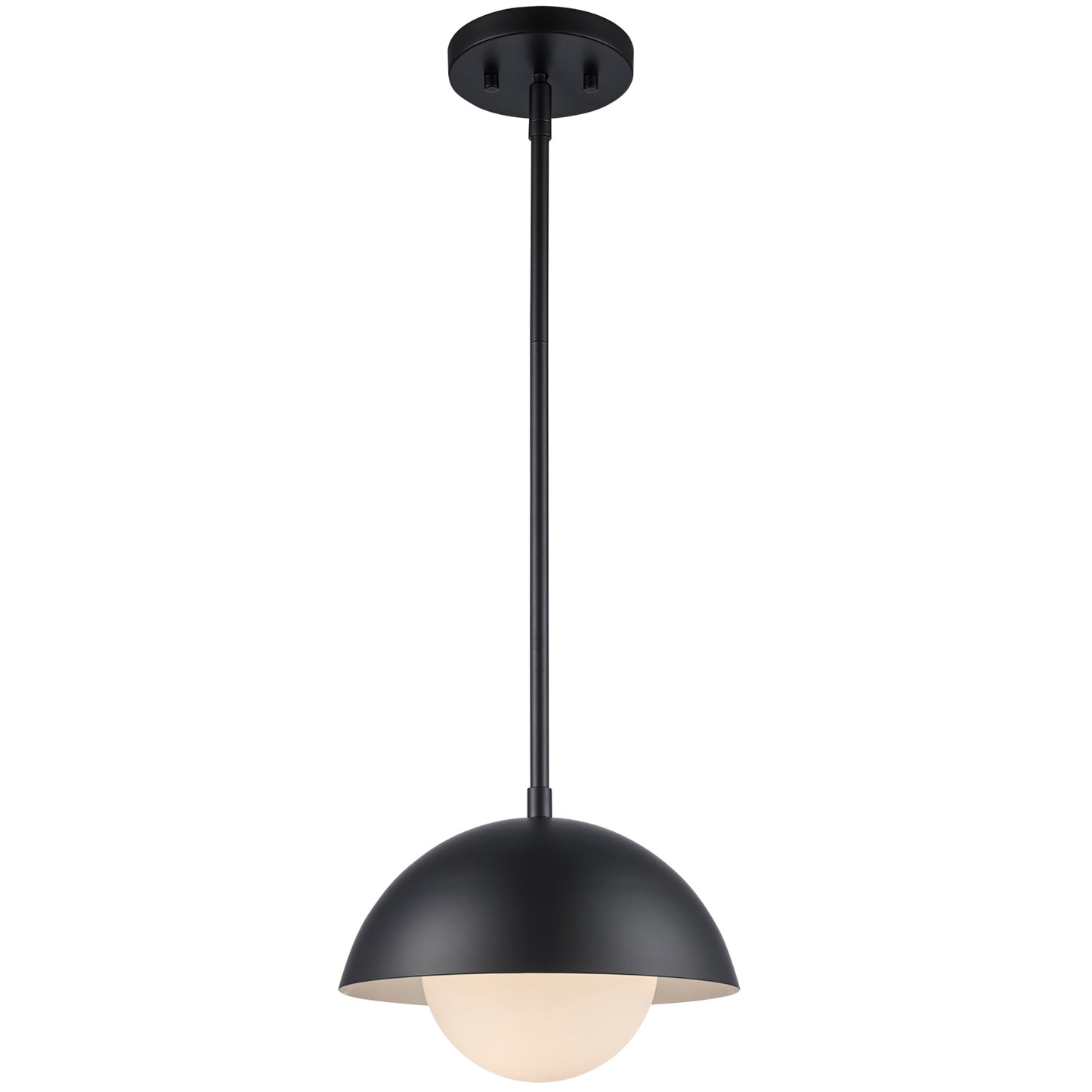 Maureen 10" Dome Globe Pendant Lamp in Black + White - Midcentury Modern Lighting by Practical Props