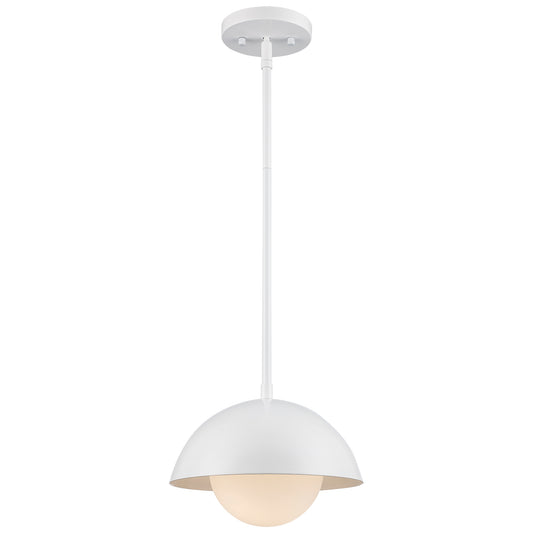Maureen 10" Dome Globe Pendant Lamp in Black + White - Midcentury Modern Lighting by Practical Props
