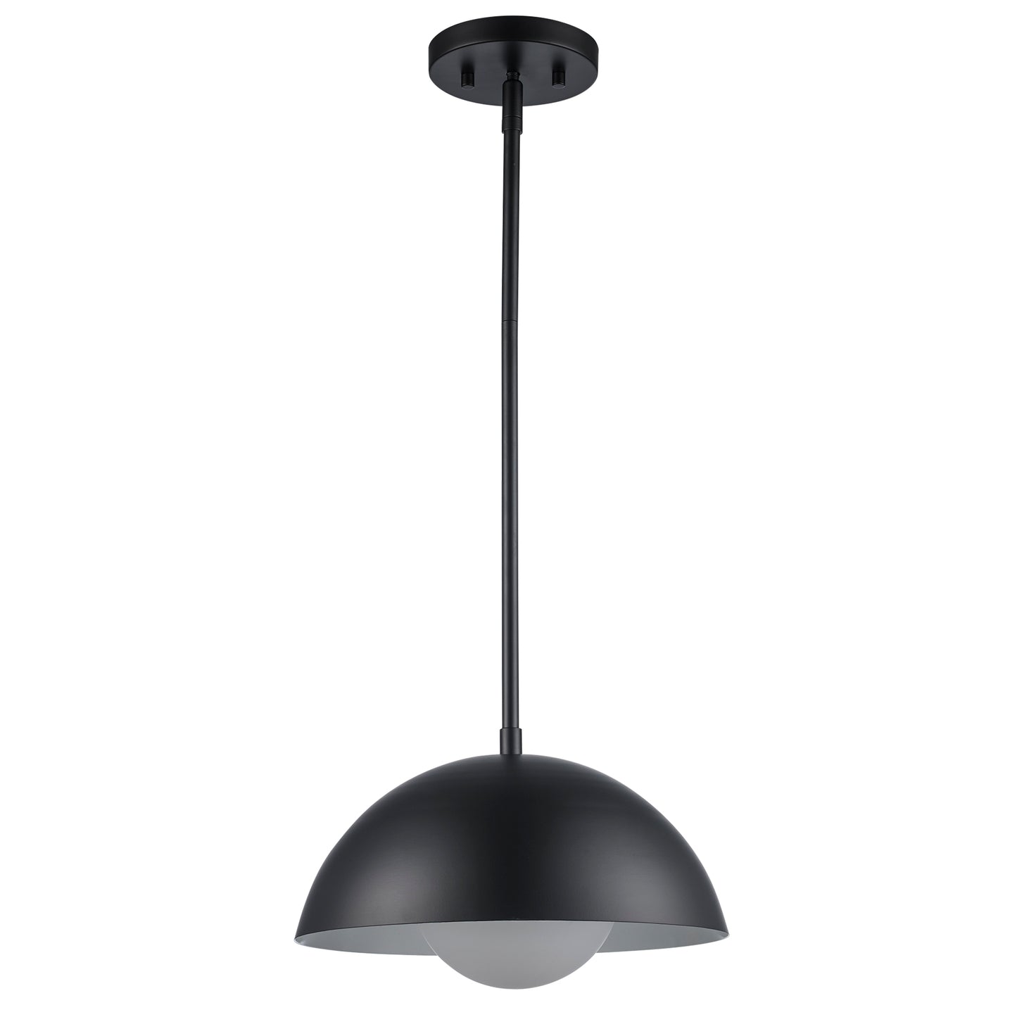Maureen 12" Dome Globe Pendant Lamp in Black + White - Midcentury Modern Lighting by Practical Props