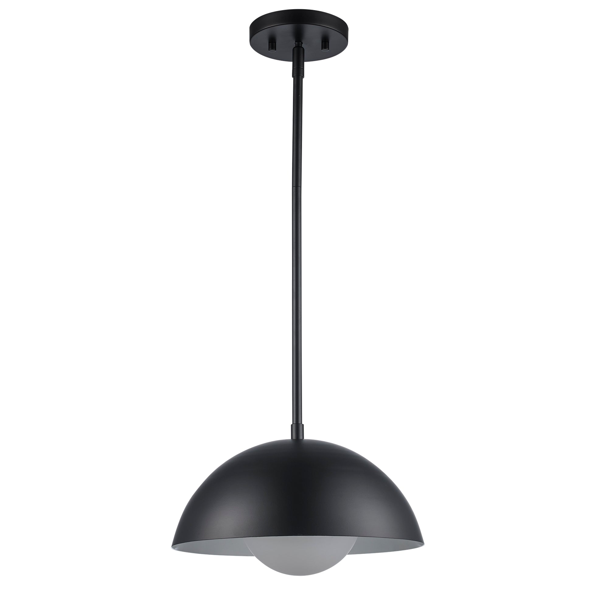 Maureen 12" Dome Globe Pendant Lamp in Black + White - Midcentury Modern Lighting by Practical Props