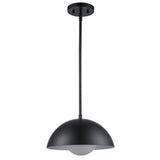 Maureen 12" Dome Globe Pendant Lamp in Black + White - Midcentury Modern Lighting by Practical Props