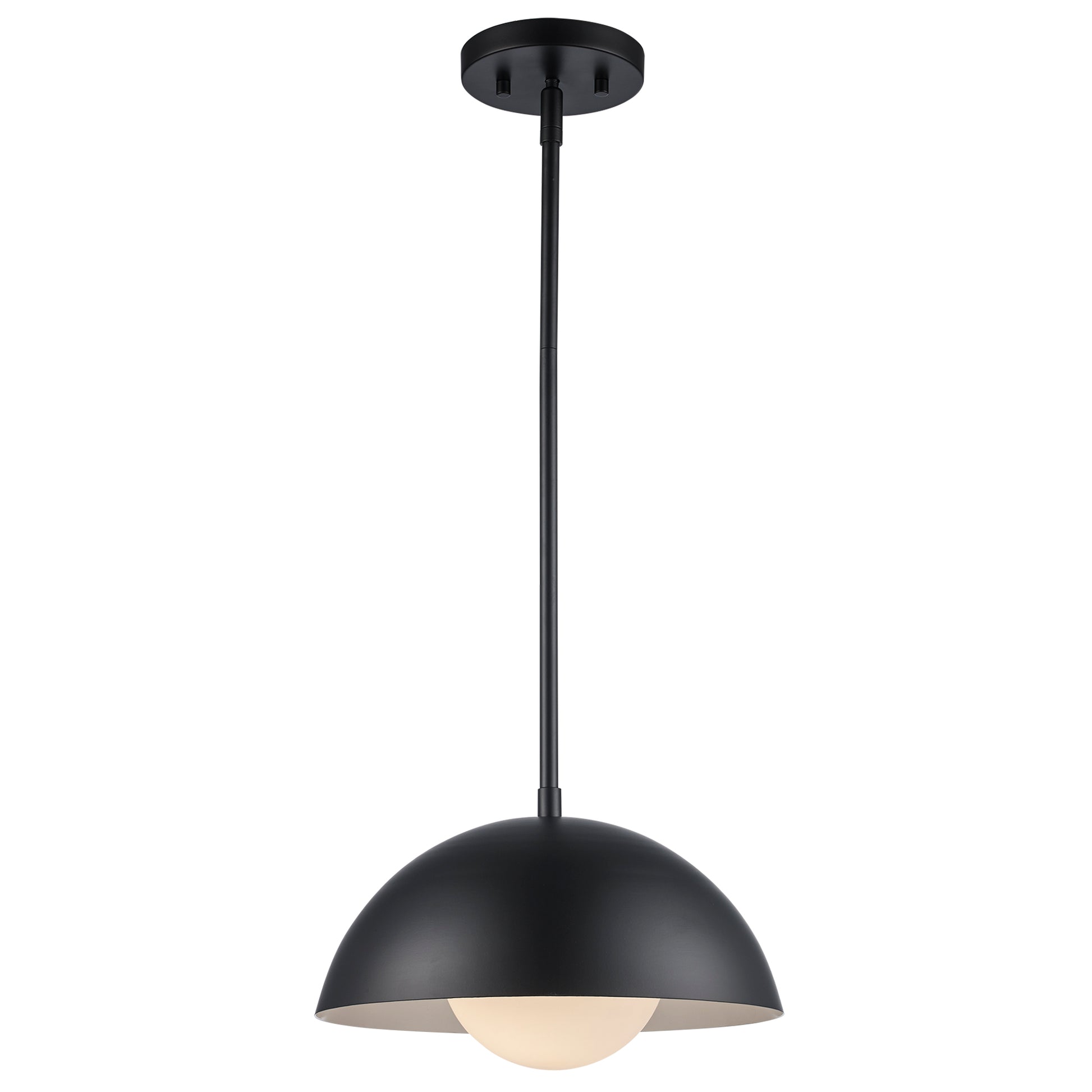 Maureen 12" Dome Globe Pendant Lamp in Black + White - Midcentury Modern Lighting by Practical Props